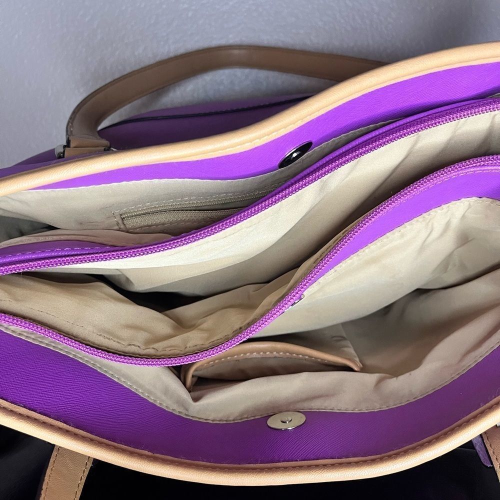 Giani Bernini Saffiano Bright Purple Tote Bag Leather Purse Medium Sized​​​ - Picture 14 of 15